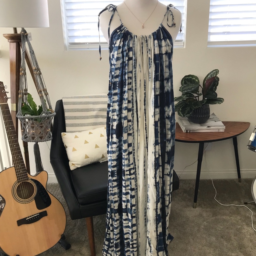 Anthropologie Holding Horses: indigo tie dye maxi